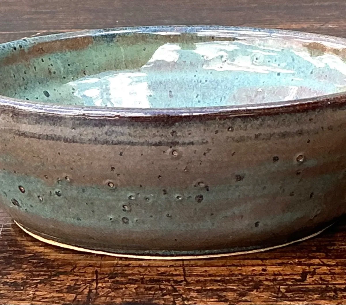 Handcrafted Speckled Green Ceramic Bowl — additional photo 5