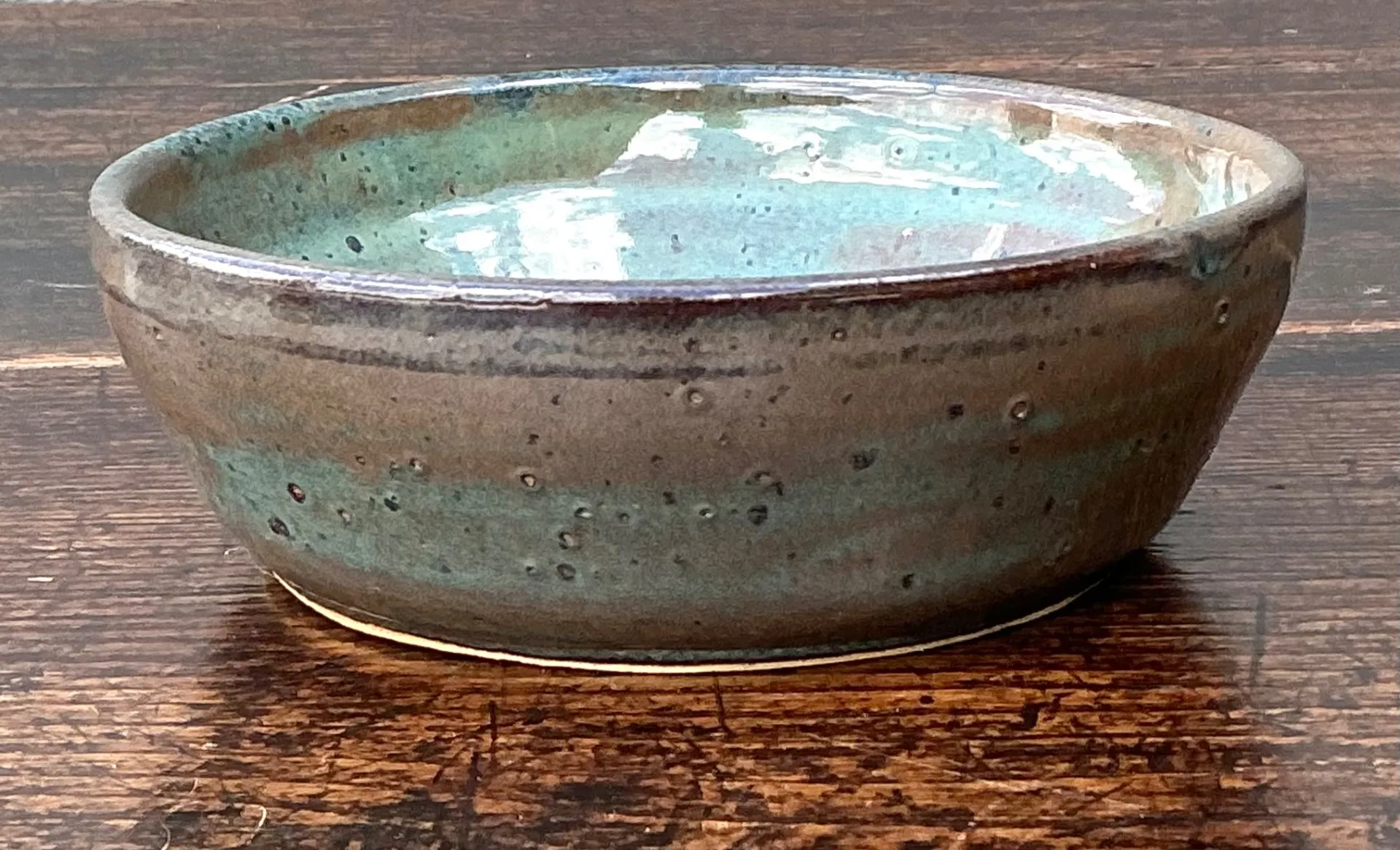 Handcrafted Speckled Green Ceramic Bowl — additional photo 7