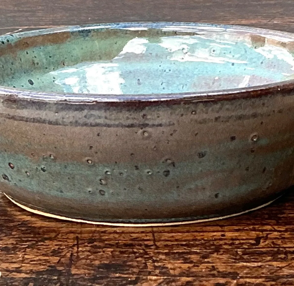 Handcrafted Speckled Green Ceramic Bowl — additional photo 7