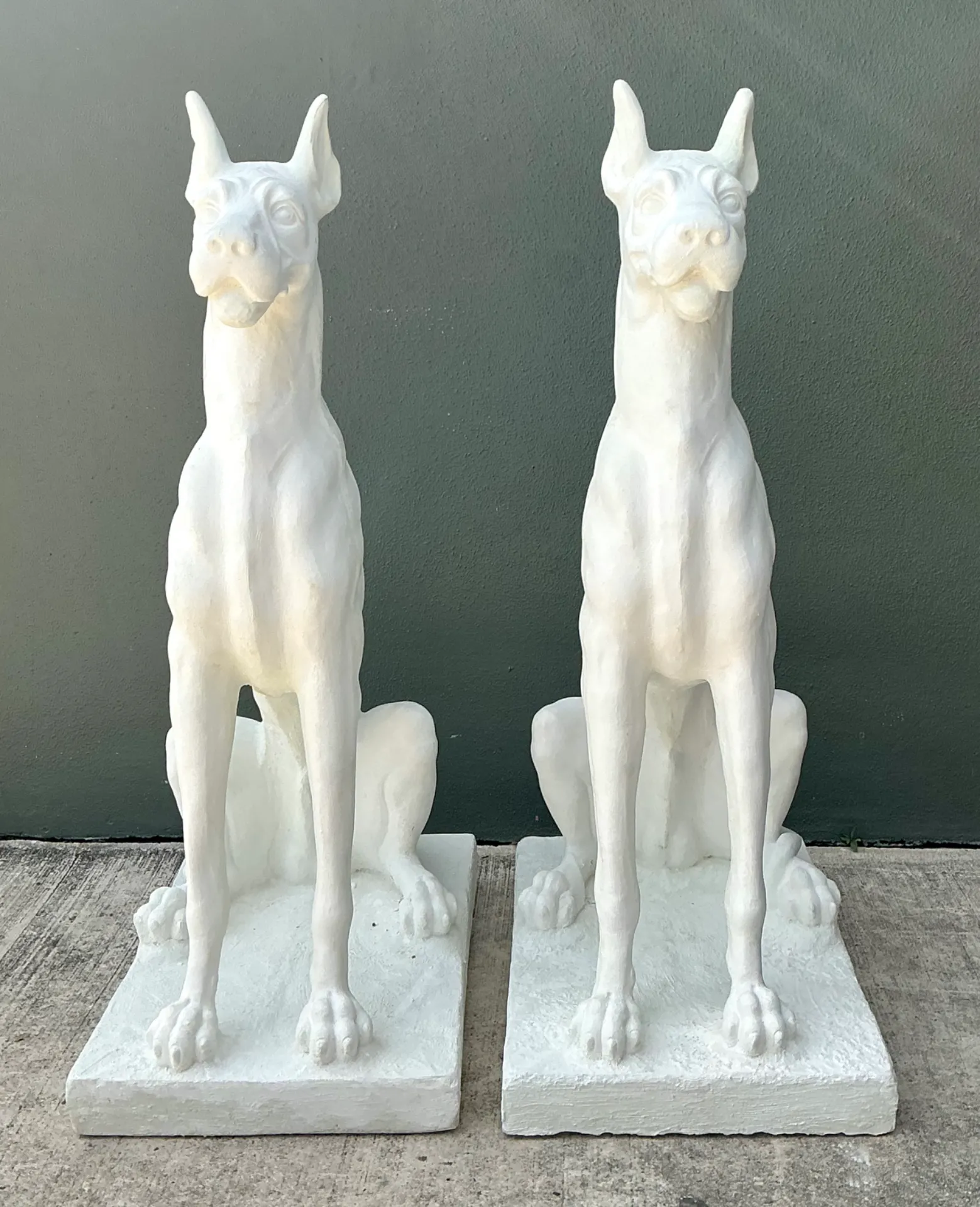 Vintage Solid Cast Cement Great Dane Statues - A Pair — additional photo 5