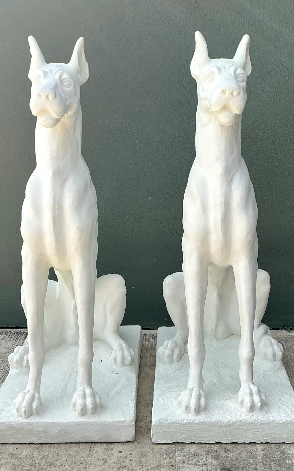 Vintage Solid Cast Cement Great Dane Statues - A Pair — additional photo 5