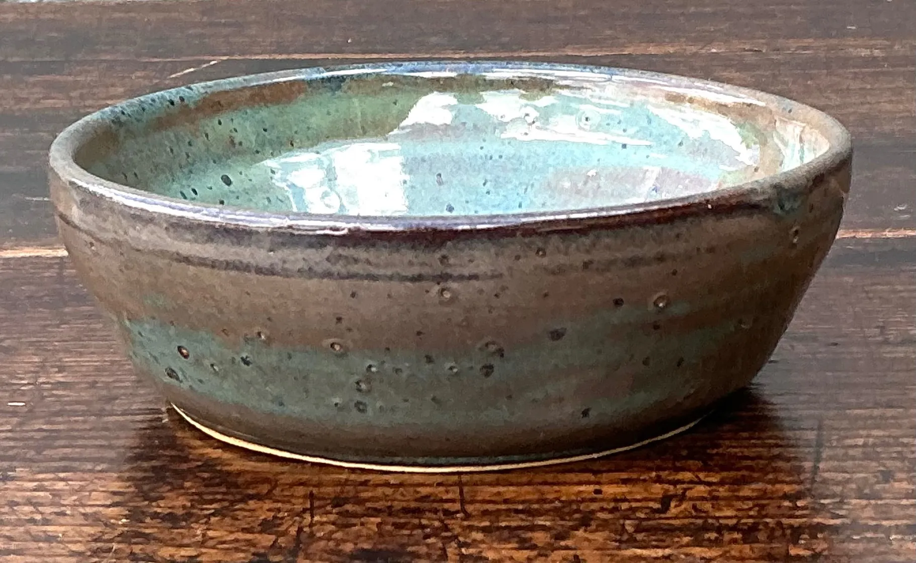 Handcrafted Speckled Green Ceramic Bowl — additional photo 2