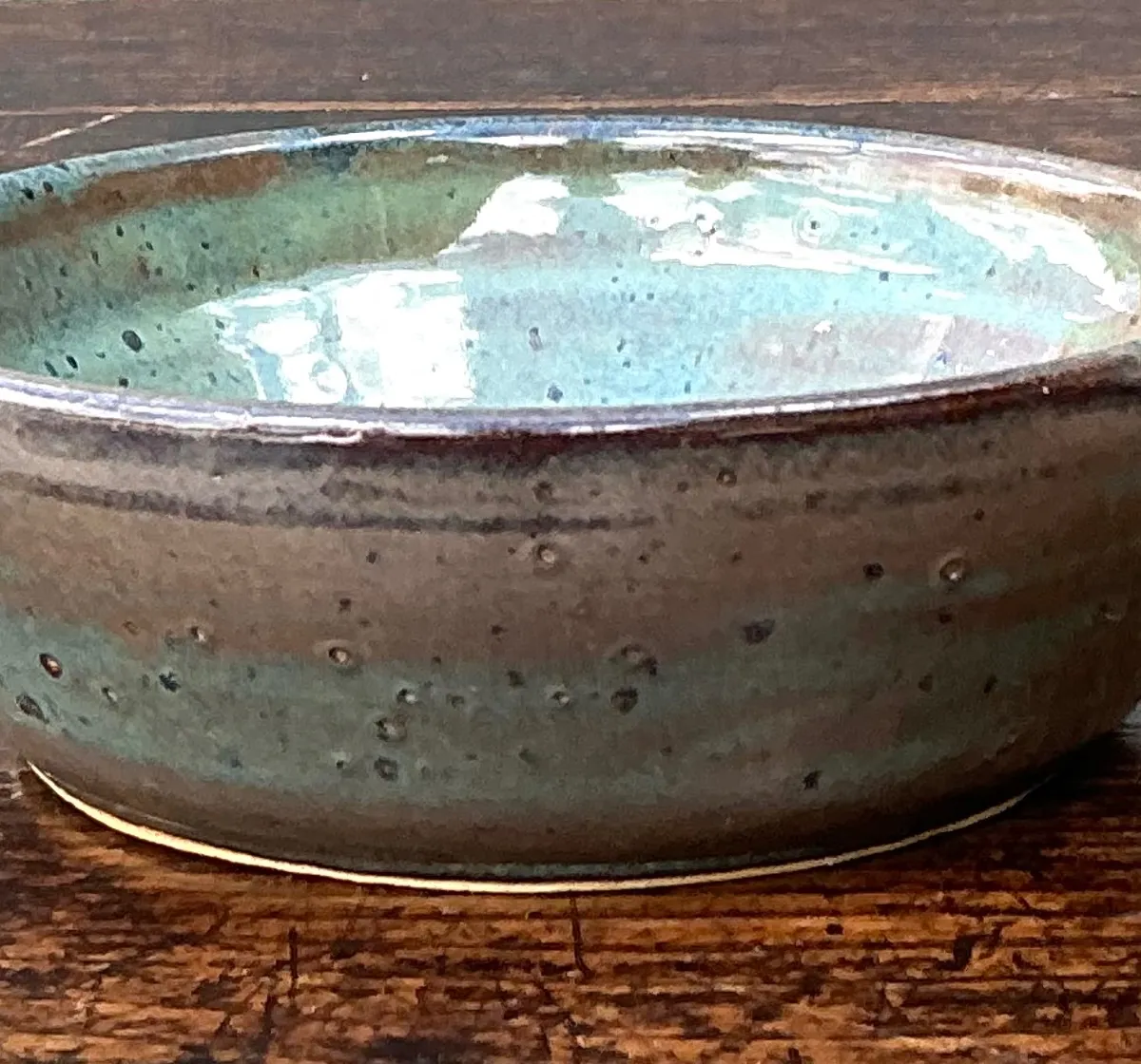 Handcrafted Speckled Green Ceramic Bowl — additional photo 2