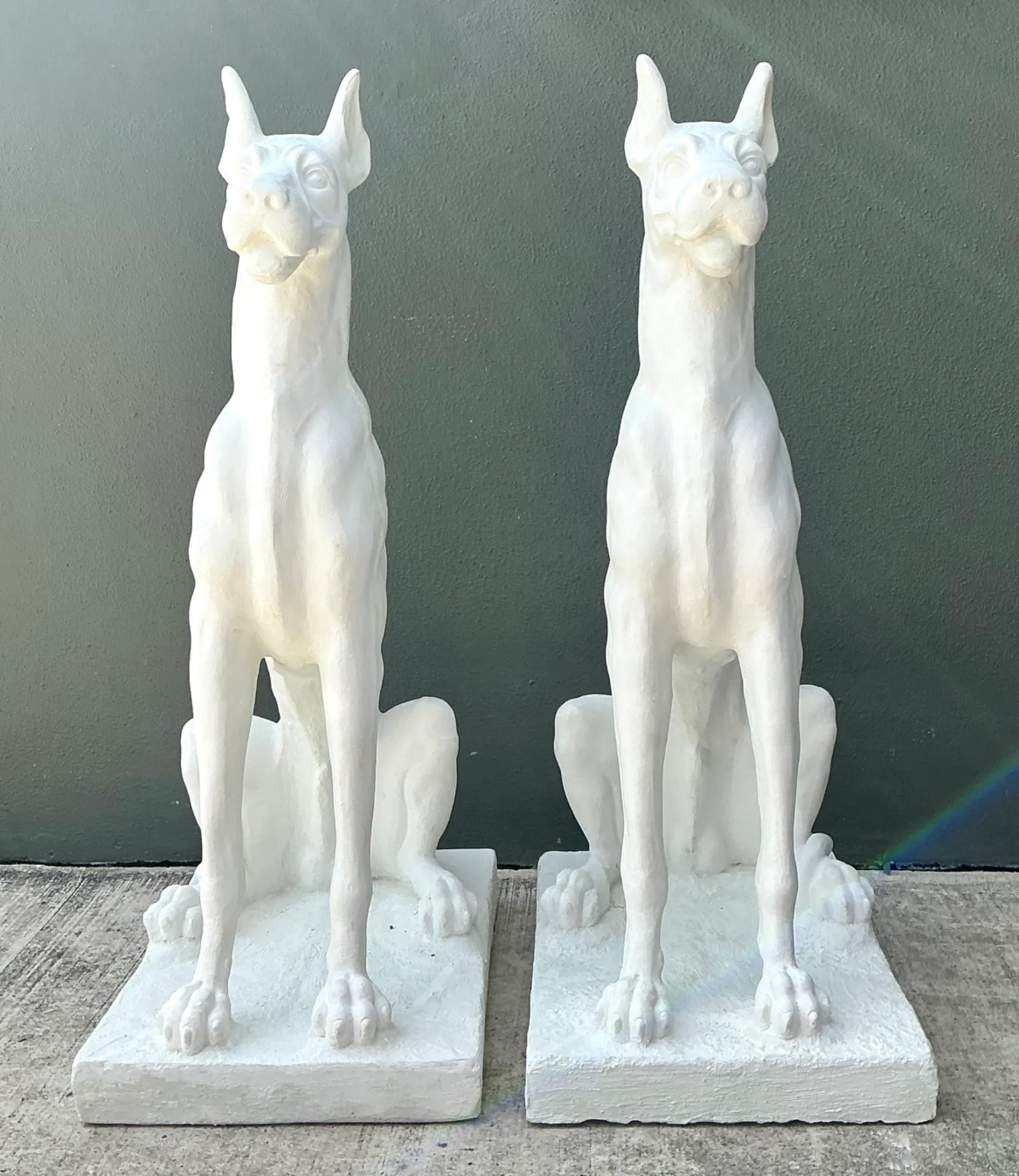 Vintage Solid Cast Cement Great Dane Statues - A Pair — additional photo 7