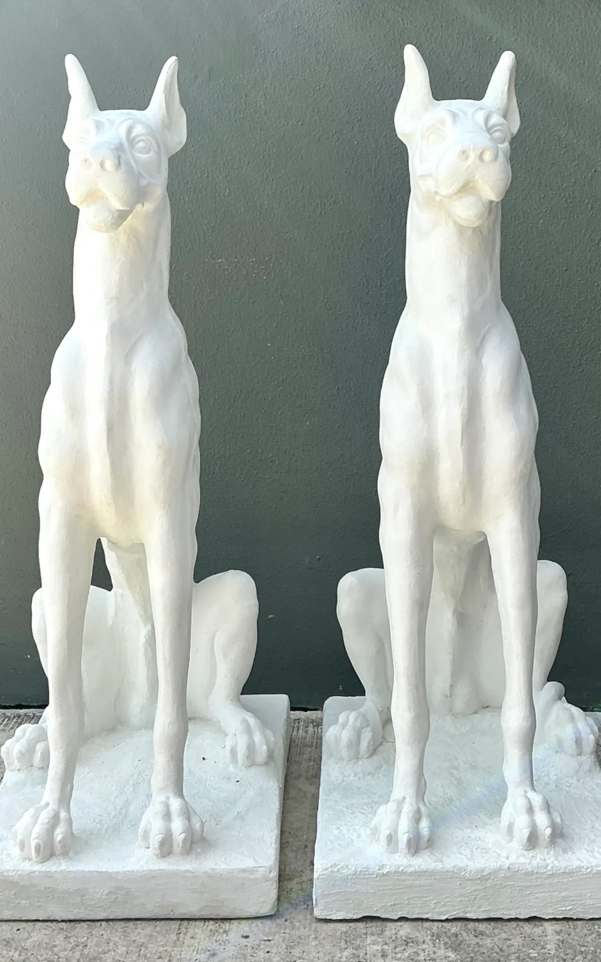 Vintage Solid Cast Cement Great Dane Statues - A Pair — additional photo 7