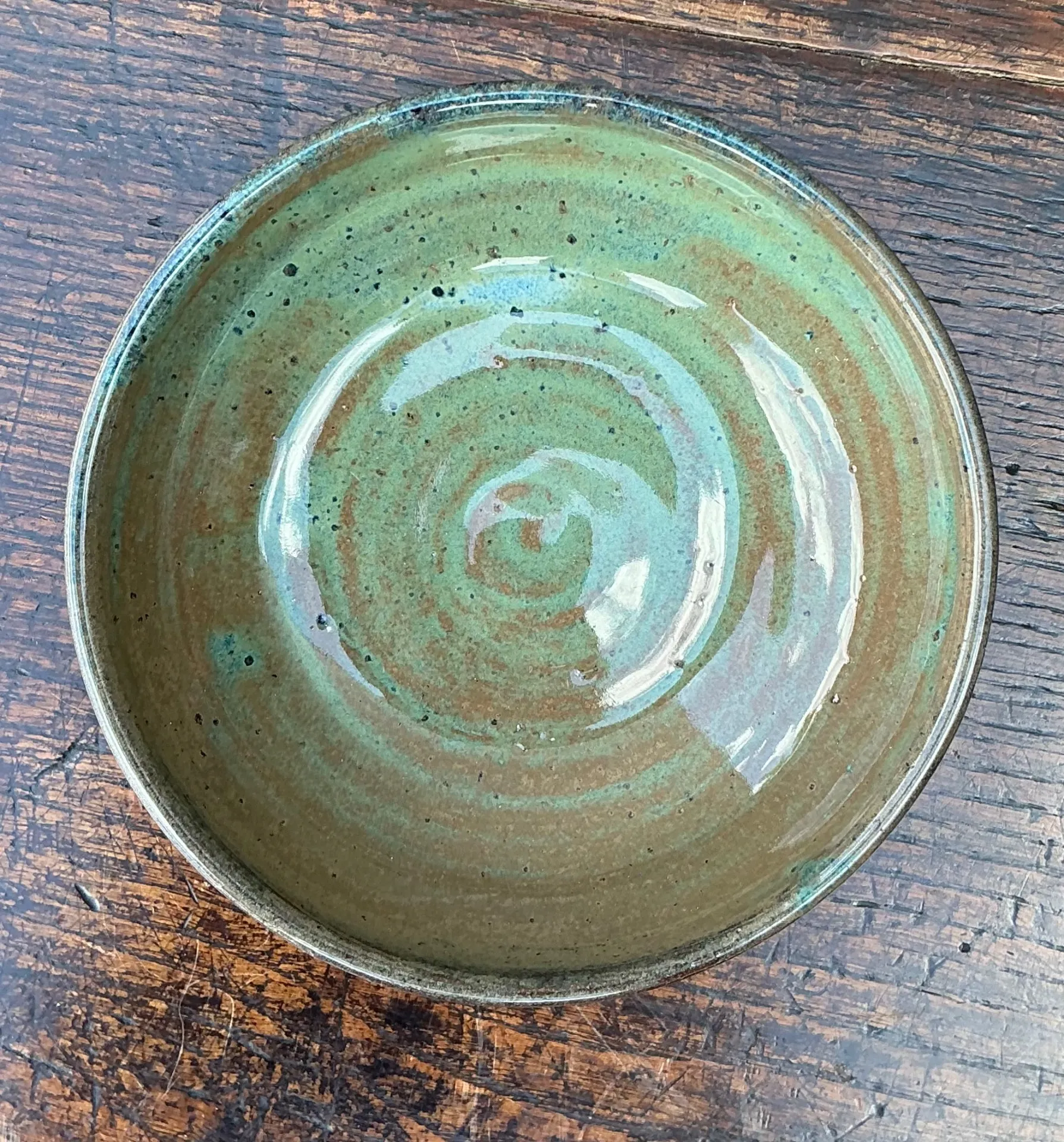 Handcrafted Speckled Green Ceramic Bowl — additional photo 4