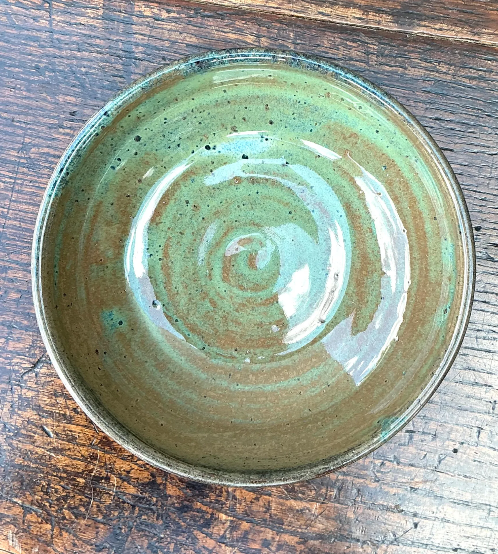 Handcrafted Speckled Green Ceramic Bowl — additional photo 6