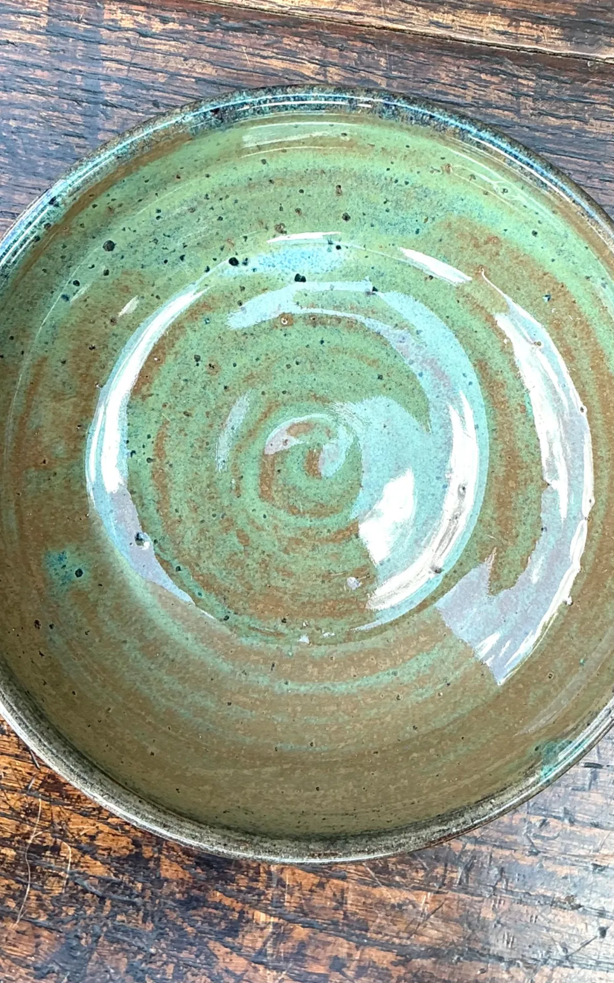 Handcrafted Speckled Green Ceramic Bowl — additional photo 6