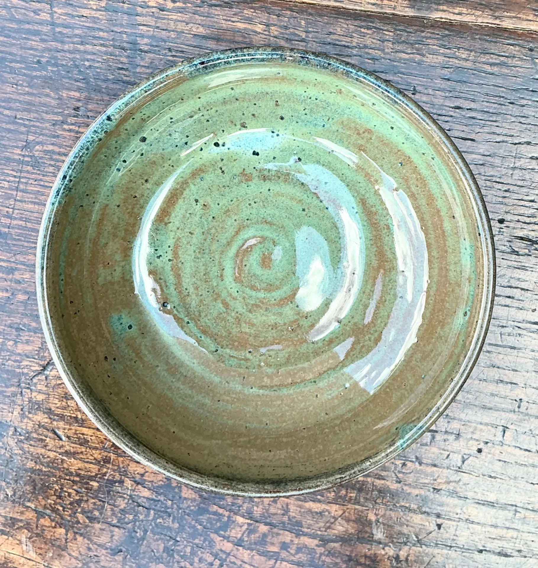 Handcrafted Speckled Green Ceramic Bowl — additional photo 8