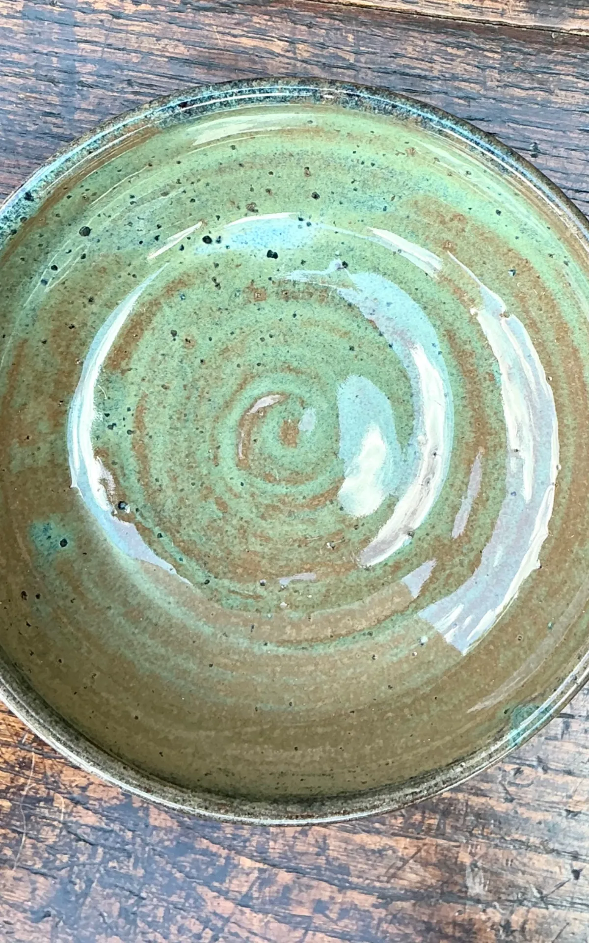 Handcrafted Speckled Green Ceramic Bowl — additional photo 8