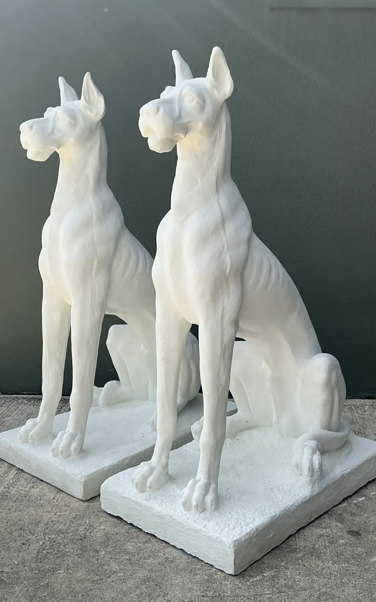 Vintage Solid Cast Cement Great Dane Statues - A Pair — additional photo 8