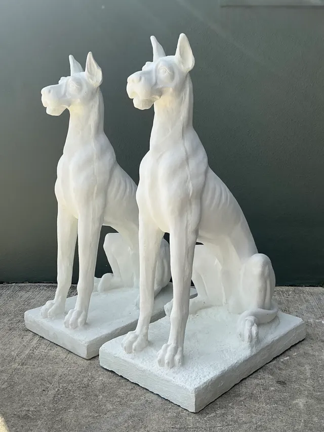 Vintage Solid Cast Cement Great Dane Statues - A Pair — additional photo 8