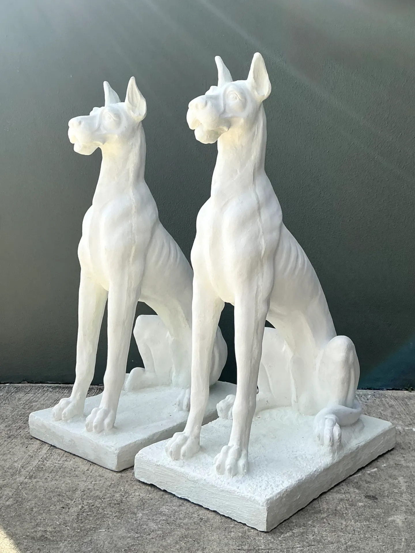 Vintage Solid Cast Cement Great Dane Statues - A Pair — additional photo 6