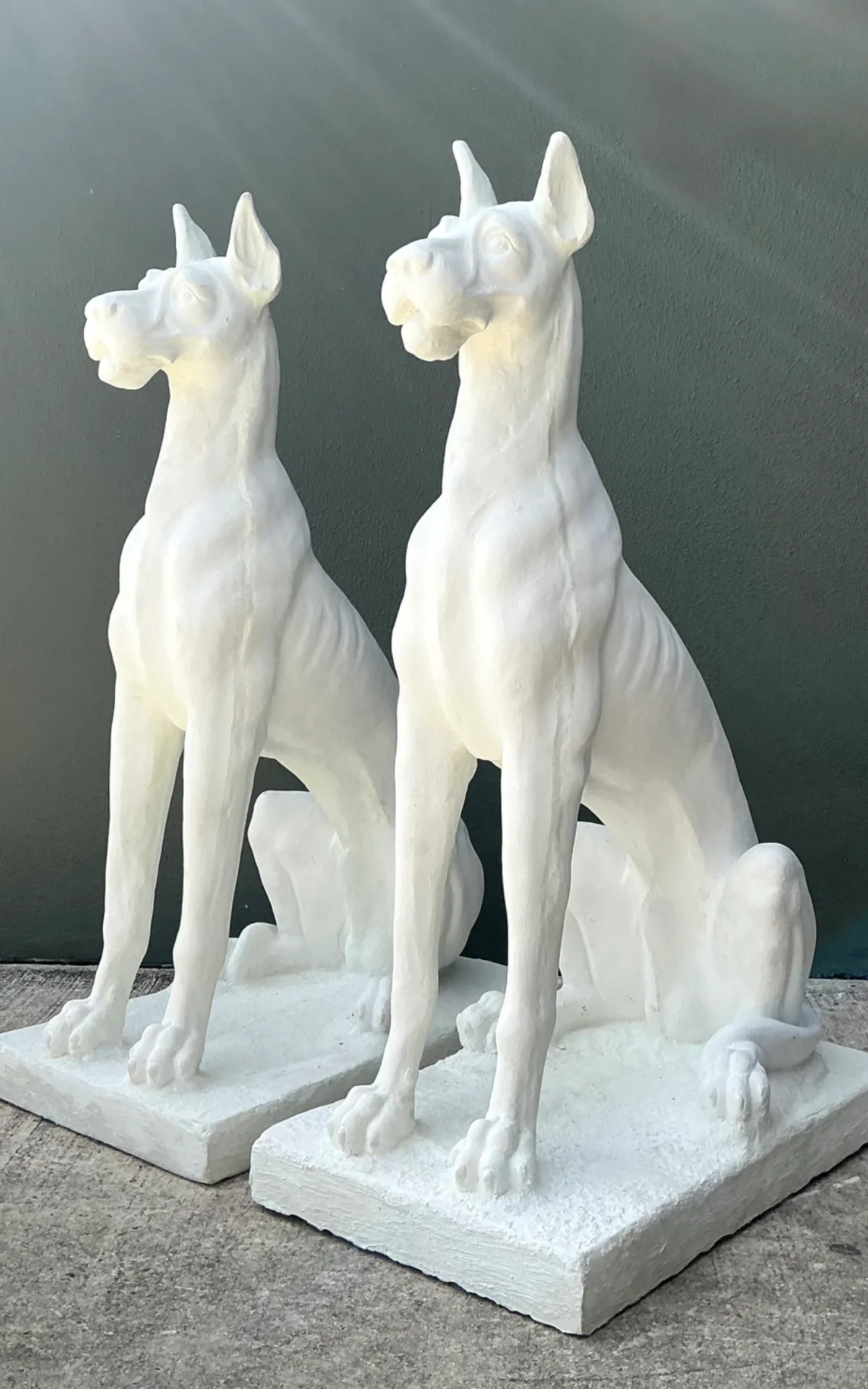 Vintage Solid Cast Cement Great Dane Statues - A Pair — additional photo 6