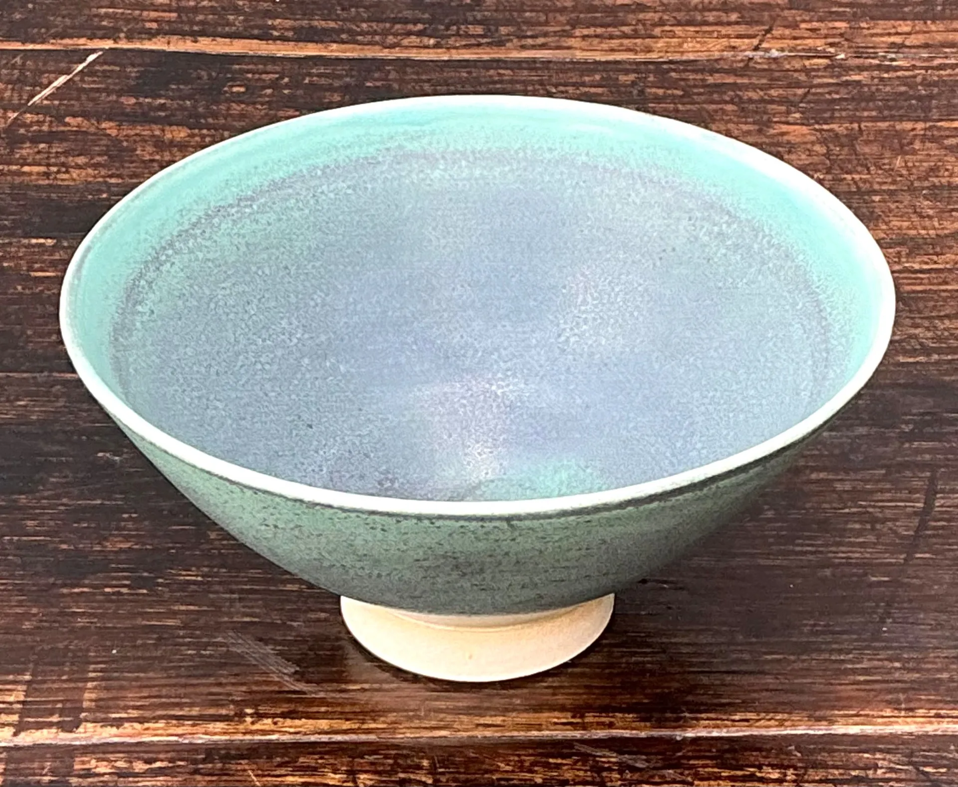 Handcrafted Speckled Green Ceramic Bowl — additional photo 3