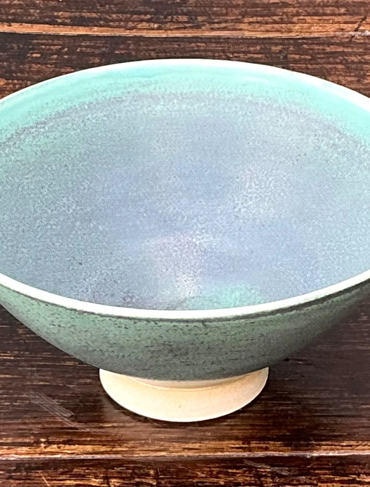 Handcrafted Speckled Green Ceramic Bowl — additional photo 3