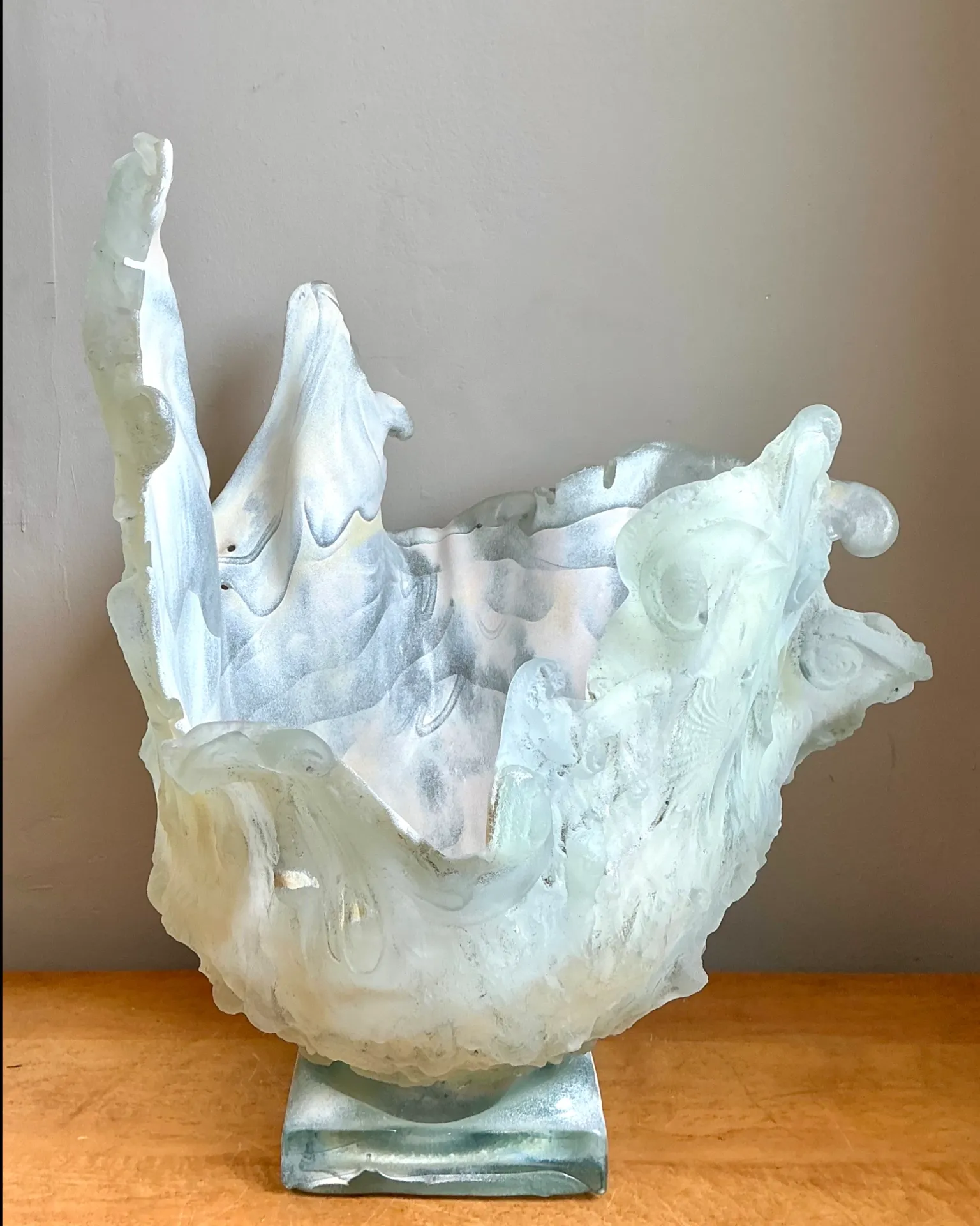 Vintage Monumental Biomorphic Sculptural Glass Bowl — additional photo 2