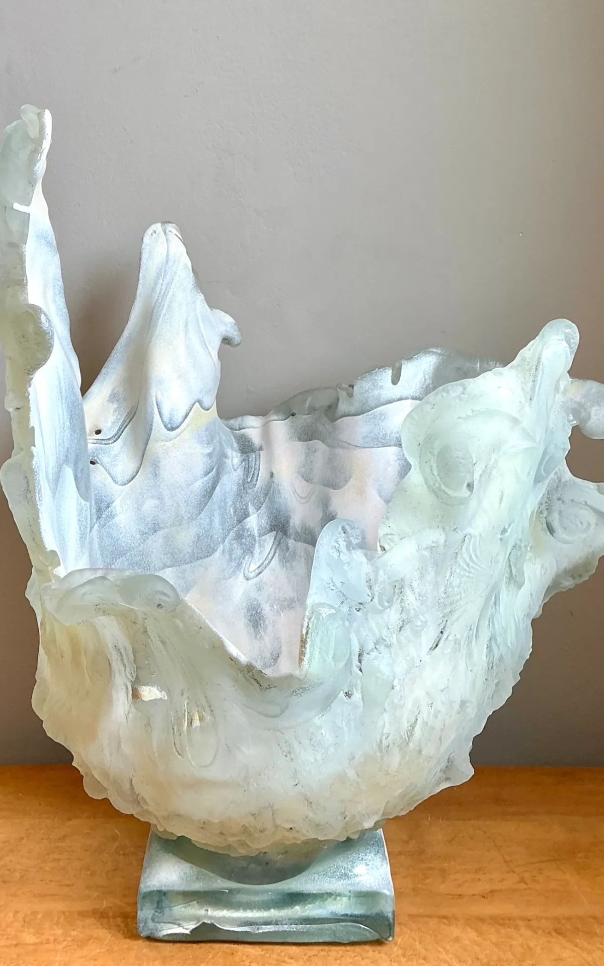 Vintage Monumental Biomorphic Sculptural Glass Bowl — additional photo 2