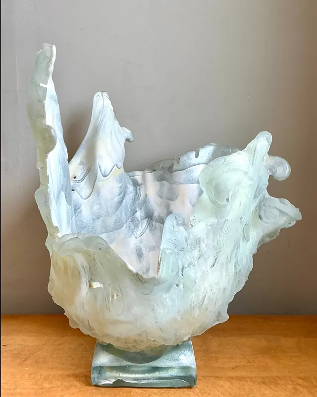 Vintage Monumental Biomorphic Sculptural Glass Bowl — additional photo 2