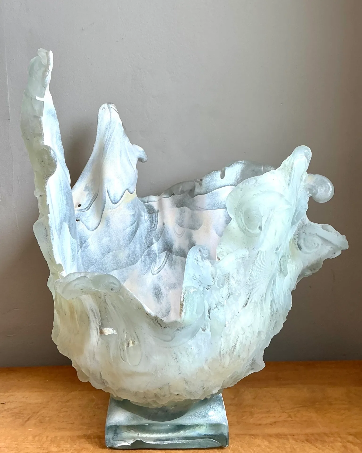 Vintage Monumental Biomorphic Sculptural Glass Bowl — additional photo 4