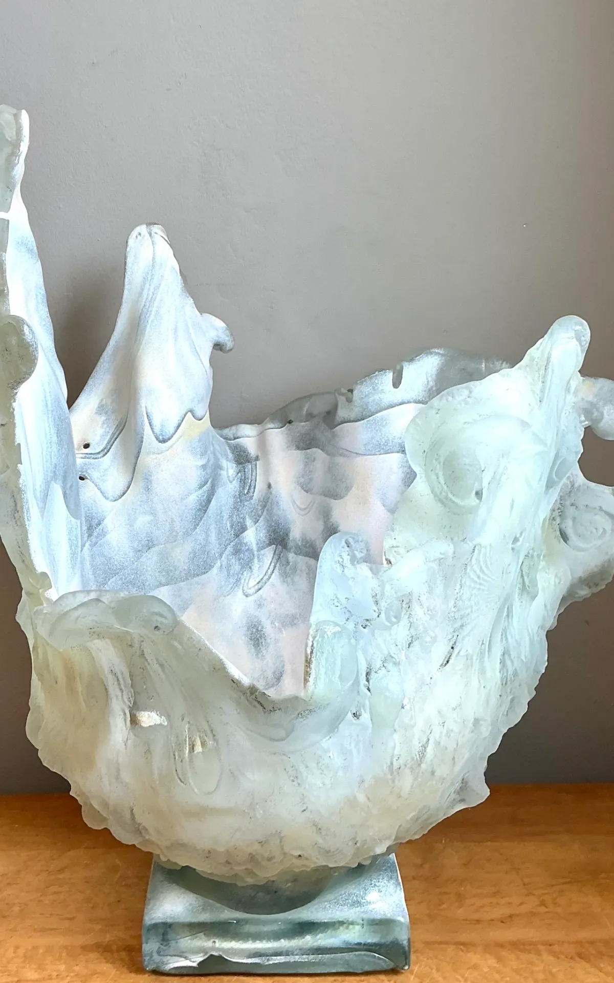 Vintage Monumental Biomorphic Sculptural Glass Bowl — additional photo 4