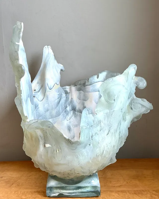 Vintage Monumental Biomorphic Sculptural Glass Bowl — additional photo 4