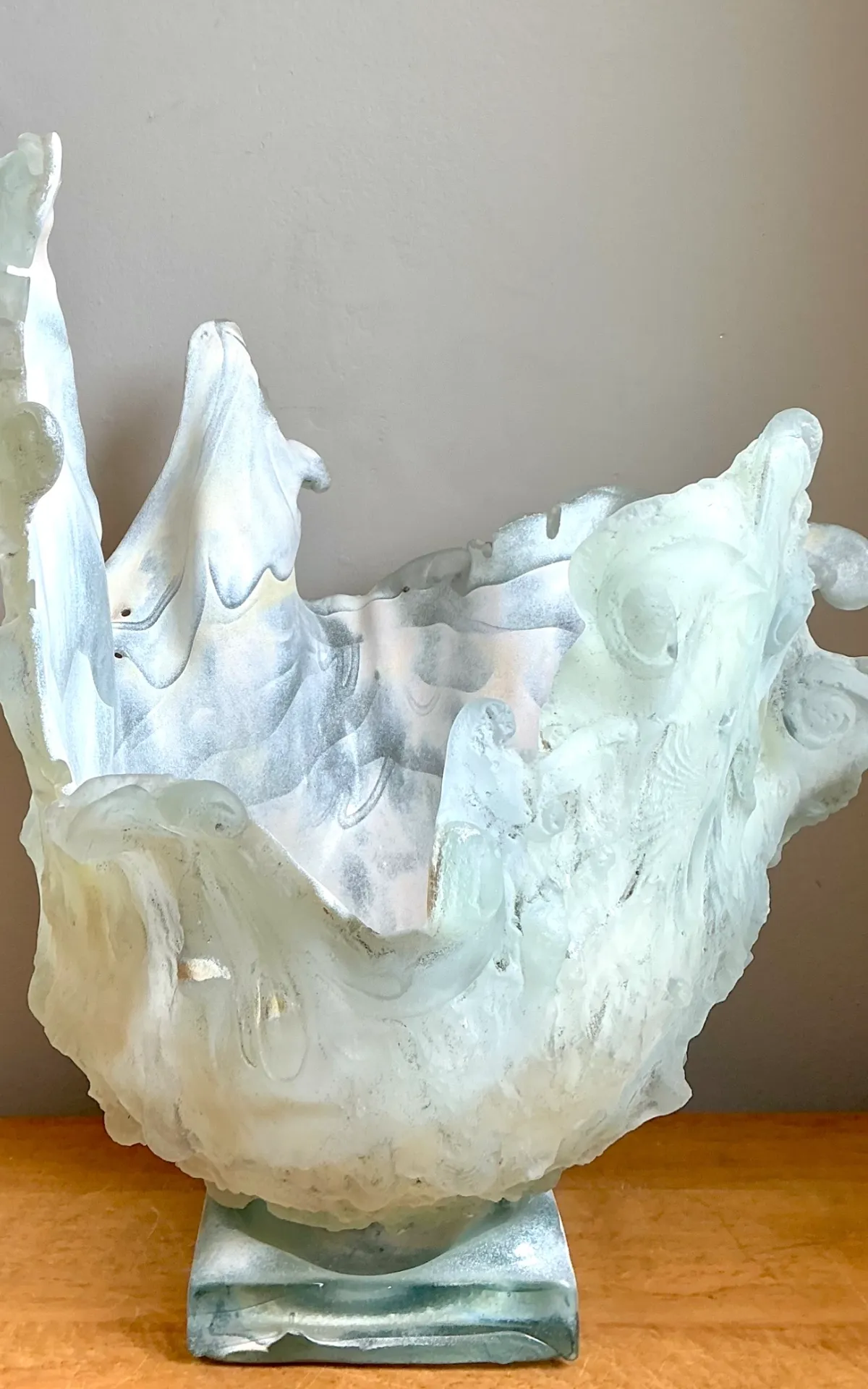 Vintage Monumental Biomorphic Sculptural Glass Bowl — additional photo 8