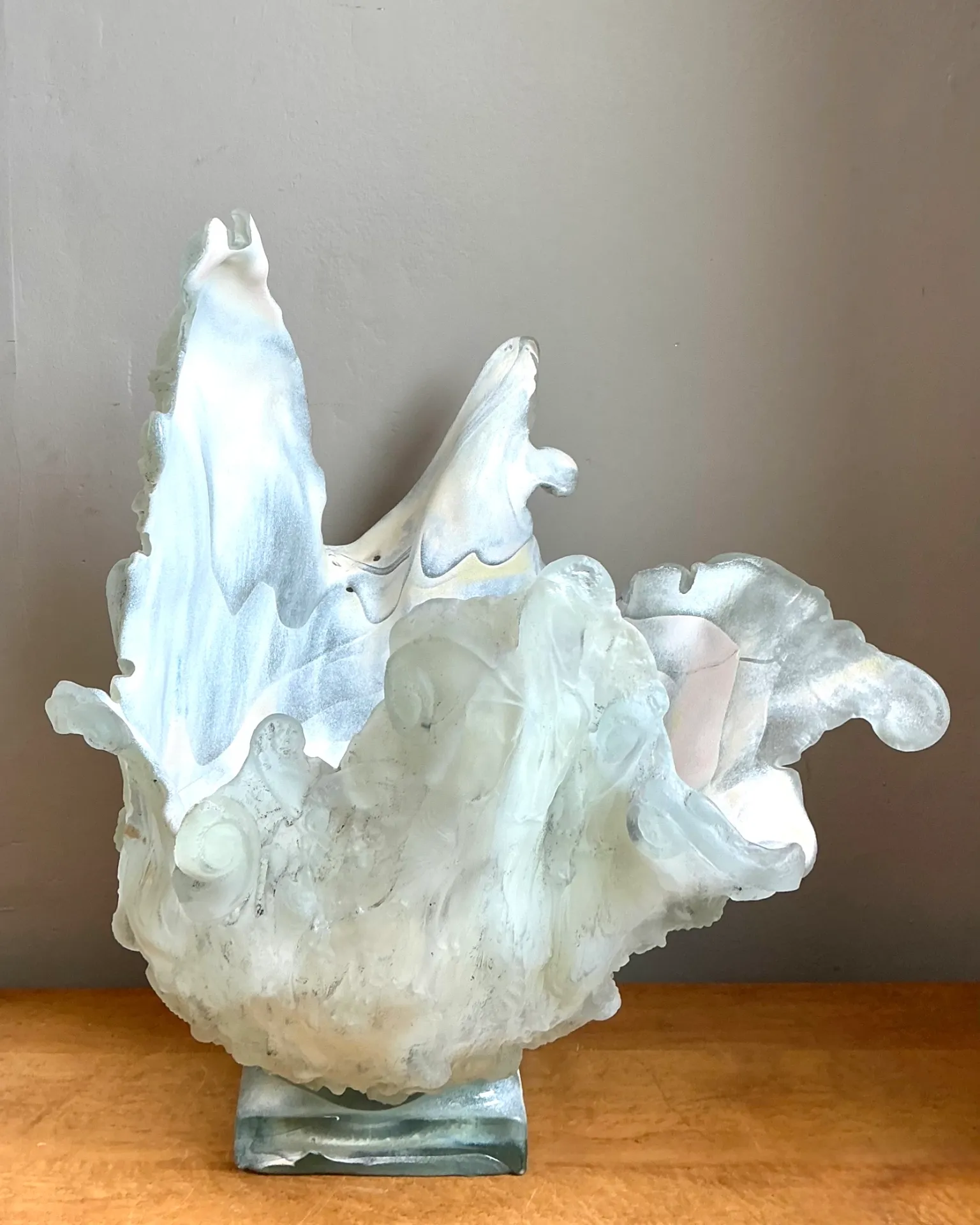 Vintage Monumental Biomorphic Sculptural Glass Bowl — additional photo 1