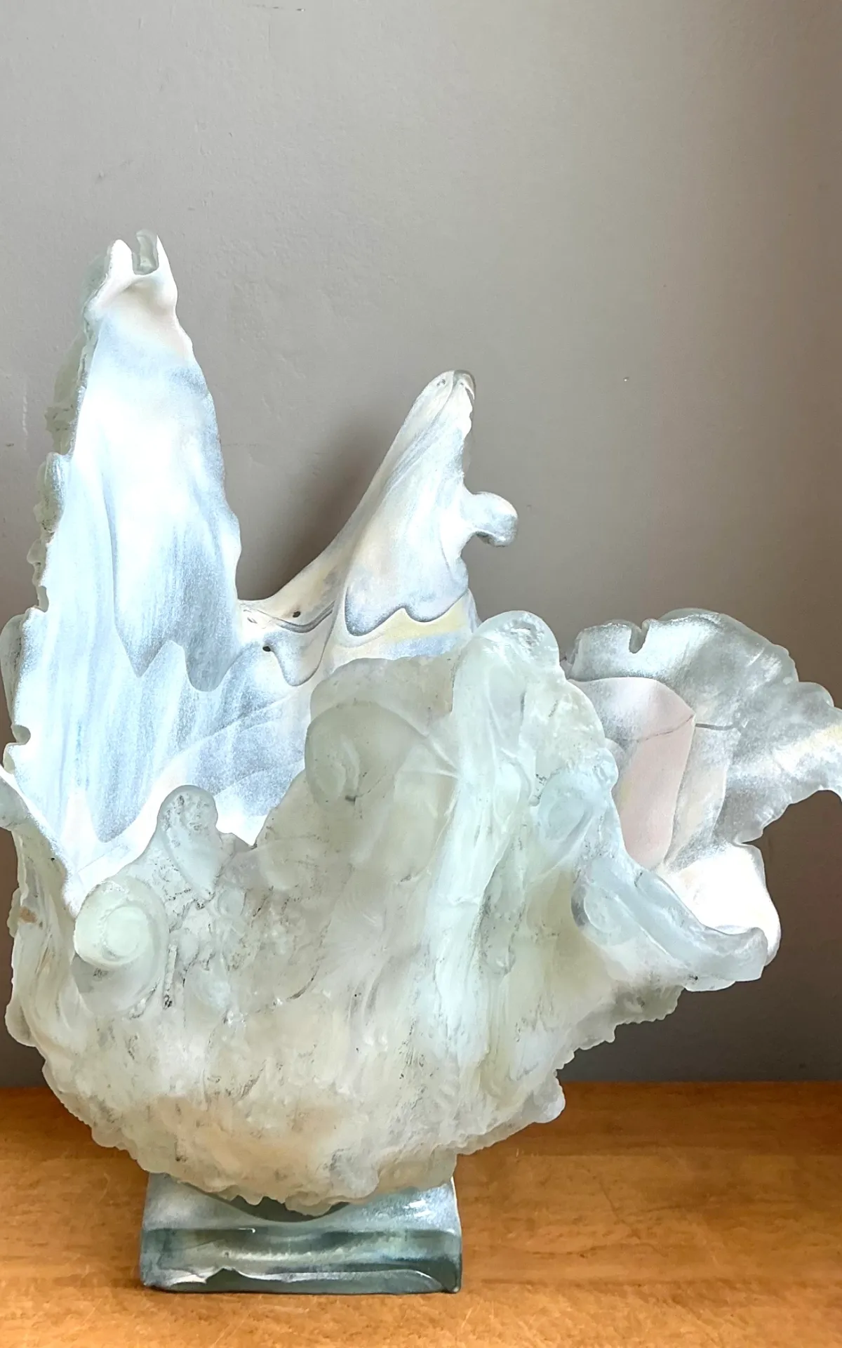 Vintage Monumental Biomorphic Sculptural Glass Bowl