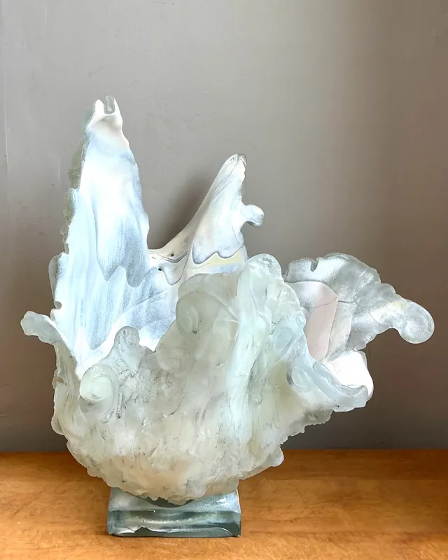 Vintage Monumental Biomorphic Sculptural Glass Bowl — additional photo 1