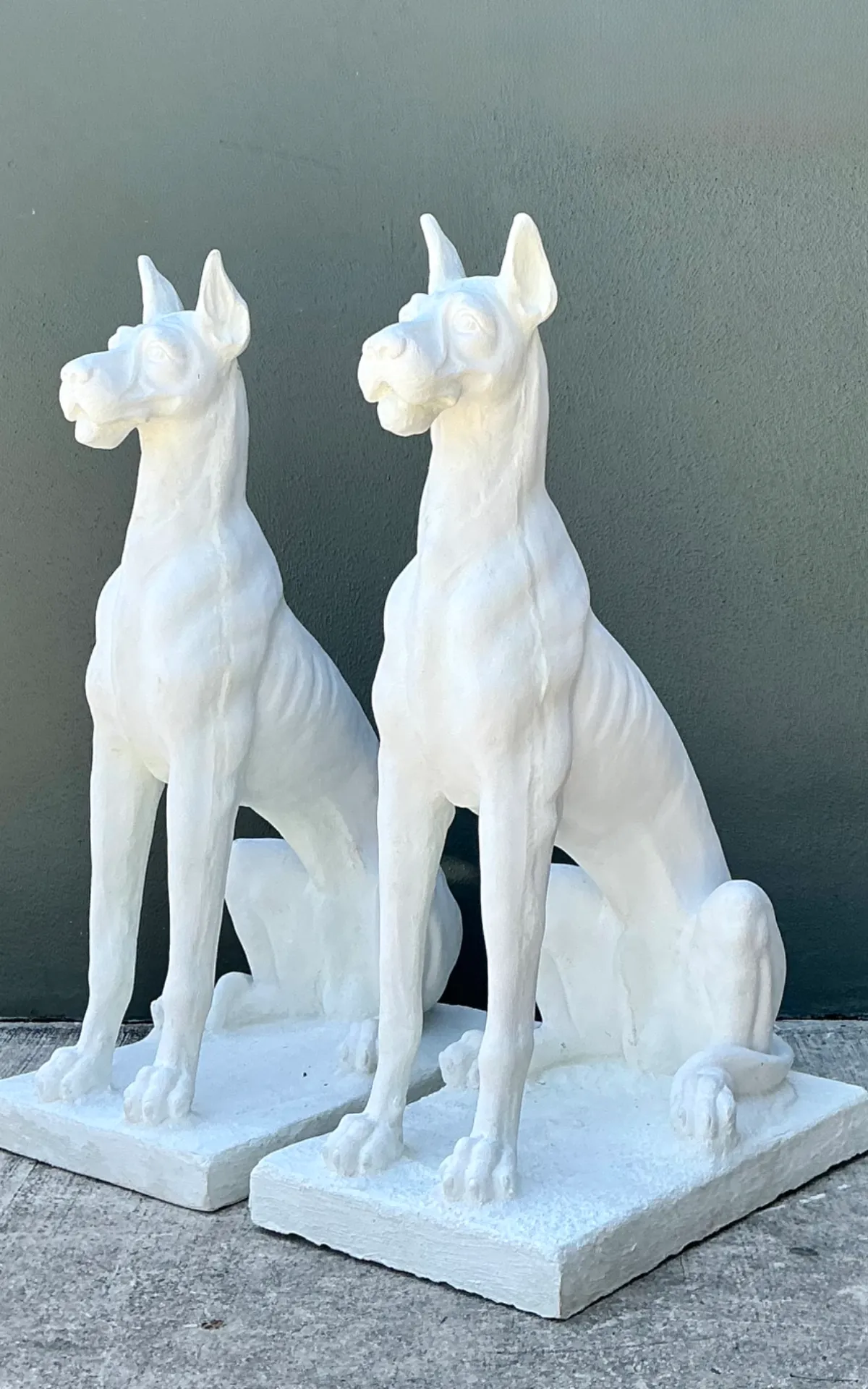 Vintage Solid Cast Cement Great Dane Statues - A Pair — additional photo 4