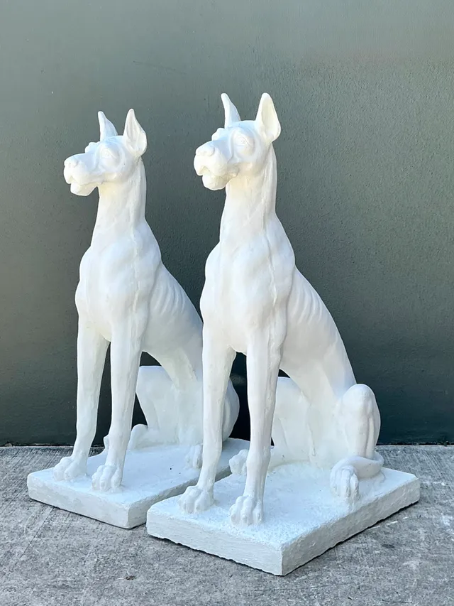 Vintage Solid Cast Cement Great Dane Statues - A Pair — additional photo 4