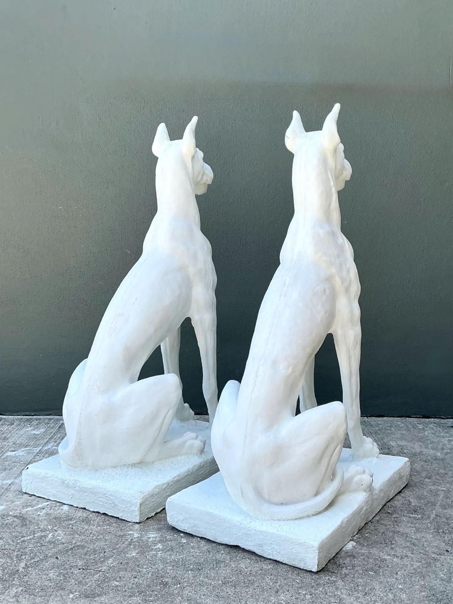 Vintage Solid Cast Cement Great Dane Statues - A Pair — additional photo 2