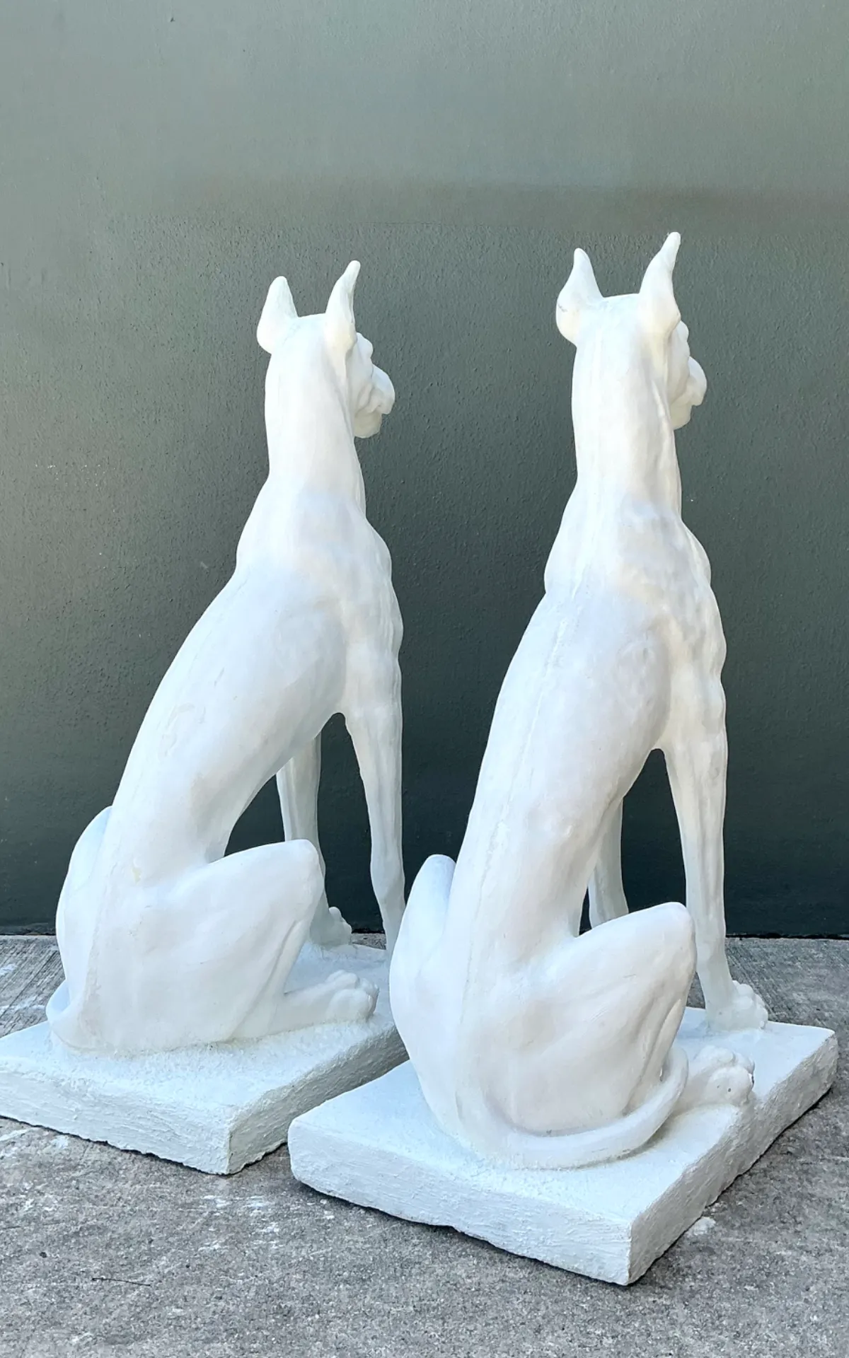 Vintage Solid Cast Cement Great Dane Statues - A Pair — additional photo 2