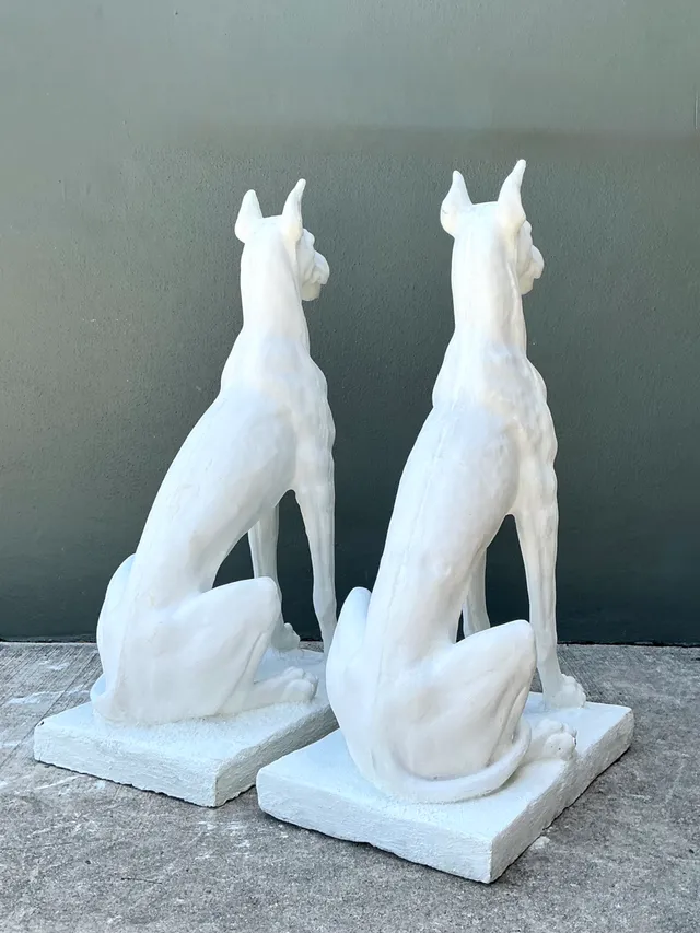 Vintage Solid Cast Cement Great Dane Statues - A Pair — additional photo 2