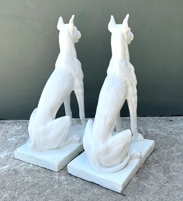 Vintage Solid Cast Cement Great Dane Statues - A Pair — additional photo 1