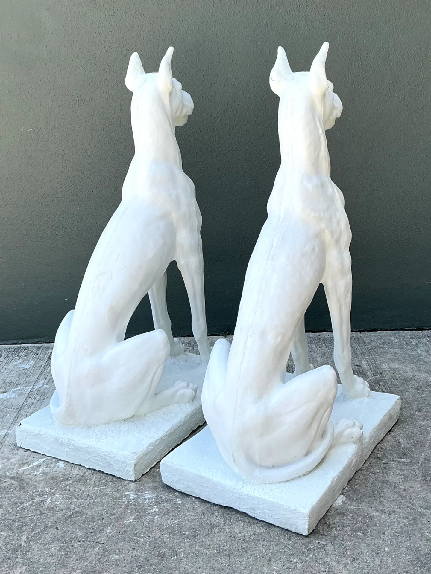 Vintage Solid Cast Cement Great Dane Statues - A Pair — additional photo 3