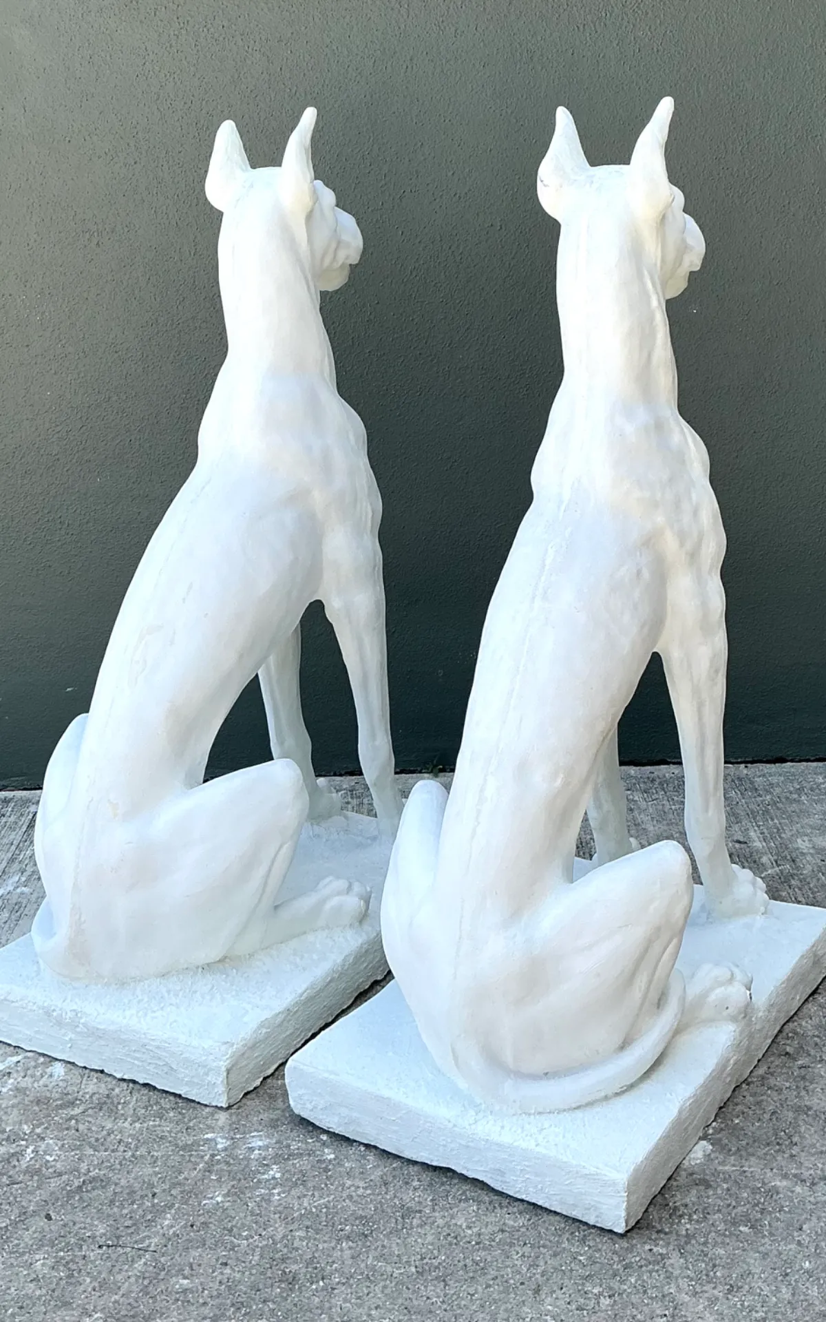 Vintage Solid Cast Cement Great Dane Statues - A Pair — additional photo 3