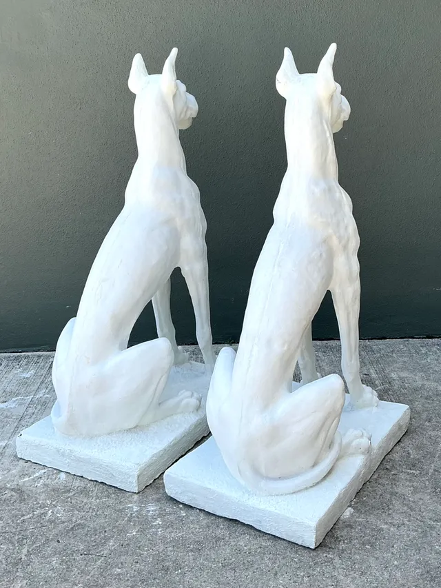 Vintage Solid Cast Cement Great Dane Statues - A Pair — additional photo 3