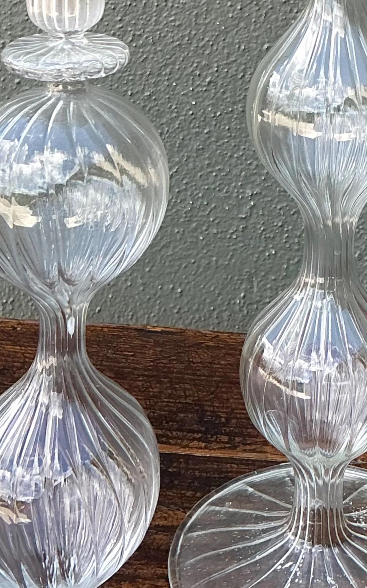 Vintage Ribbed Glass Candlestick Set — additional photo 8