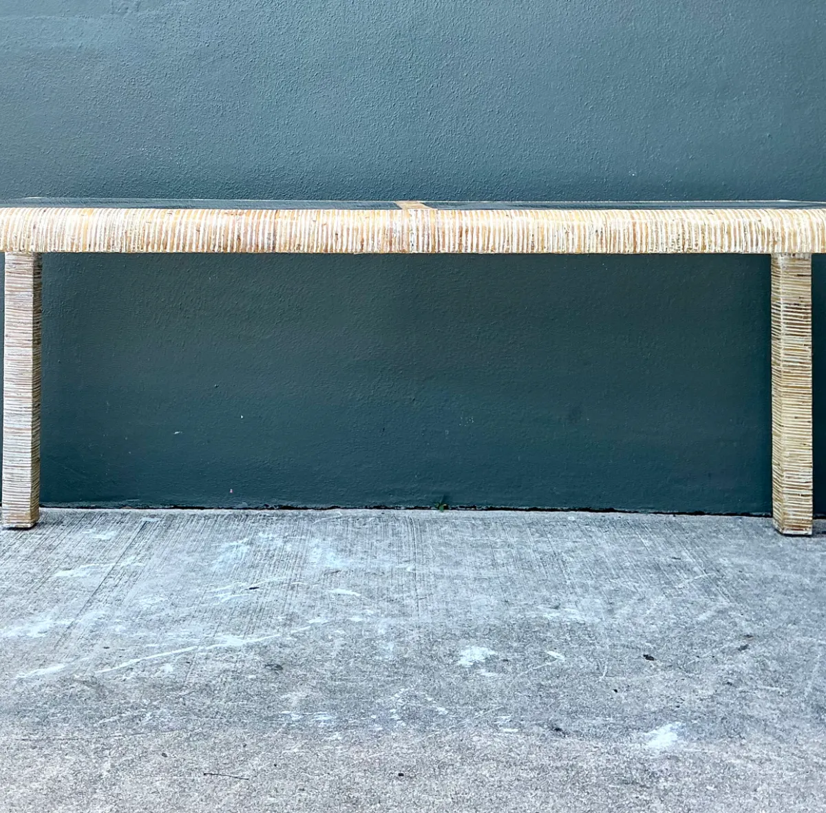Vintage Rattan and Glass Dining Table — additional photo 7