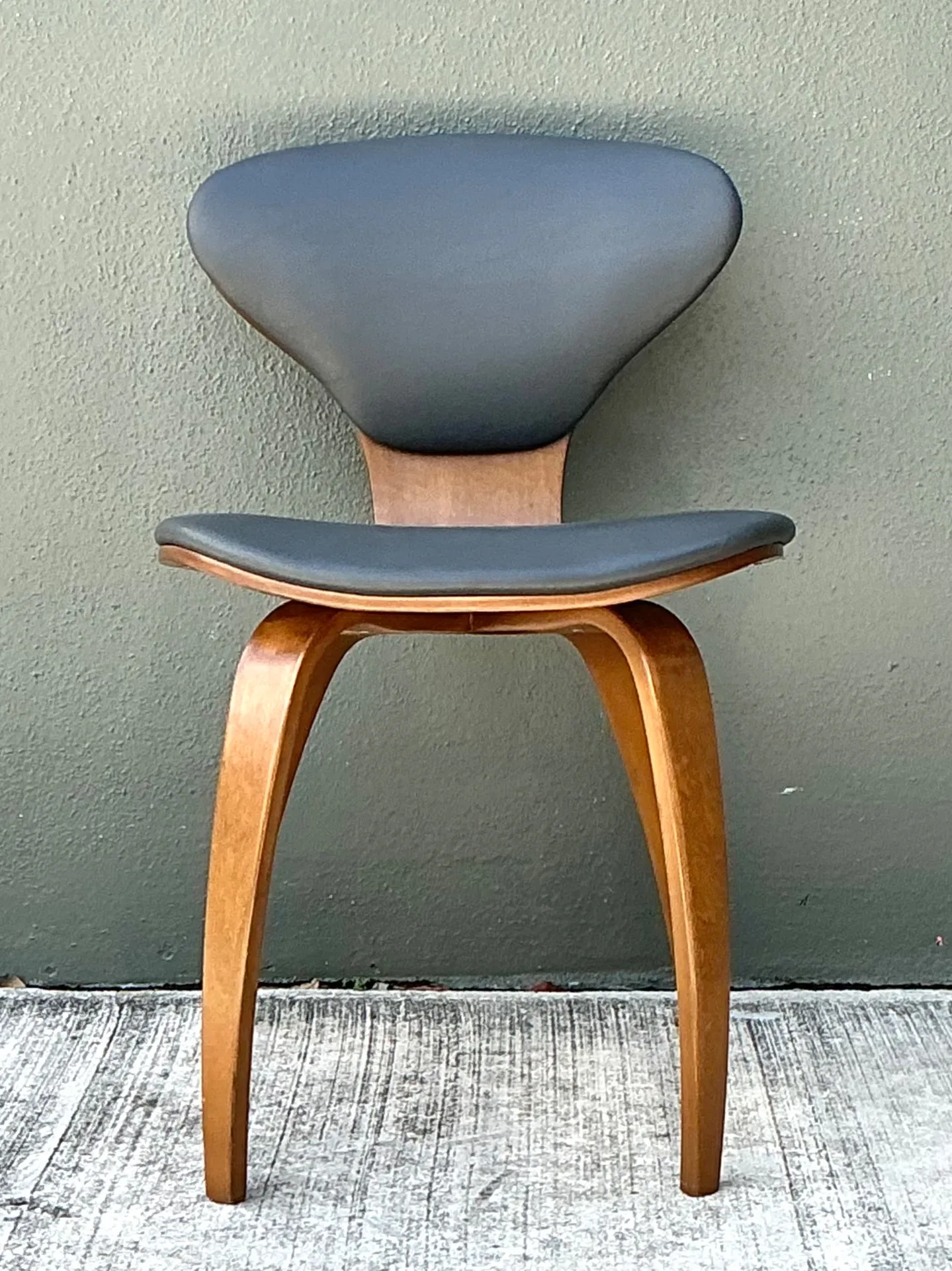 Vintage Wood and Leather Cherner Dining Chair — additional photo 2