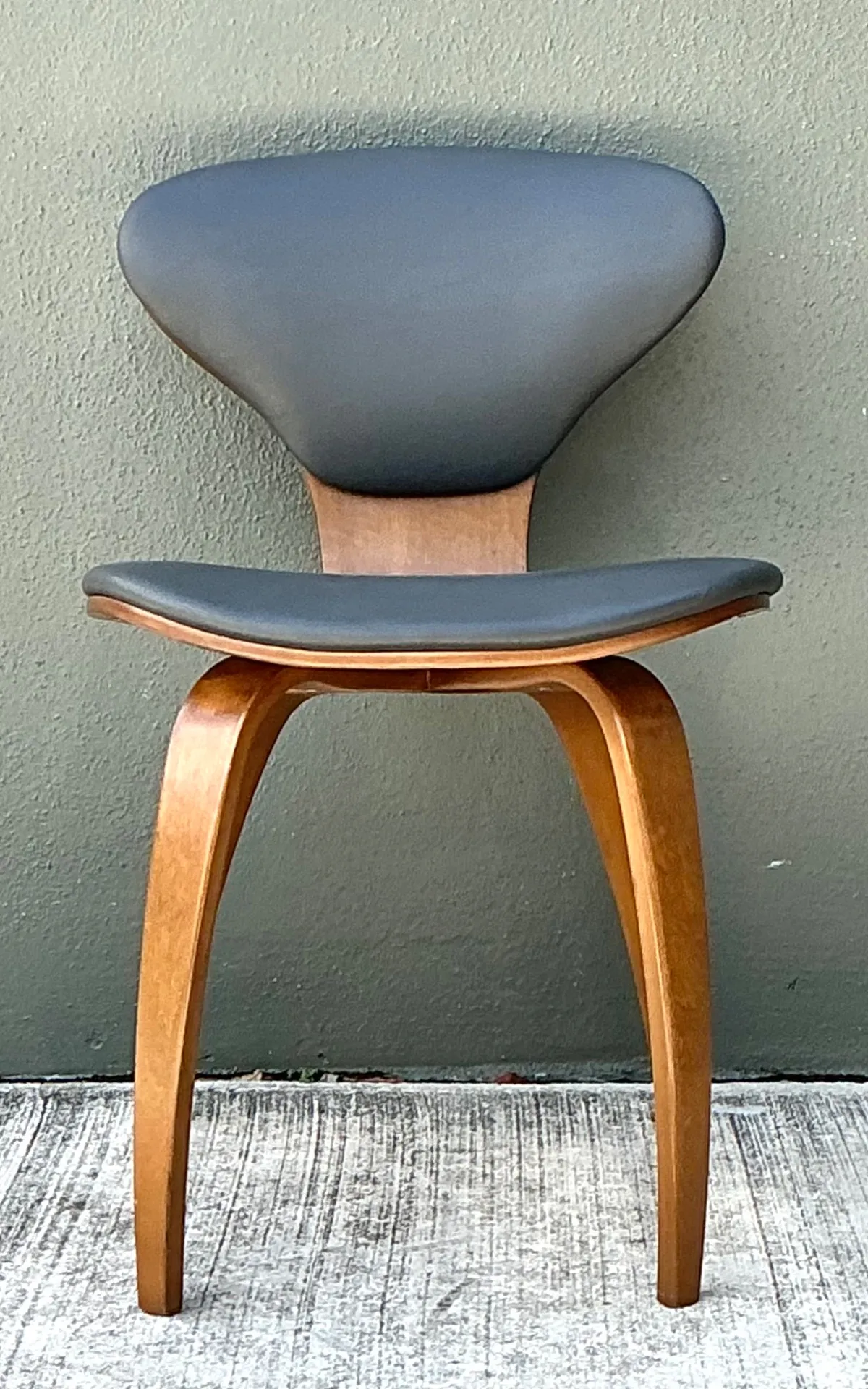 Vintage Wood and Leather Cherner Dining Chair — additional photo 2
