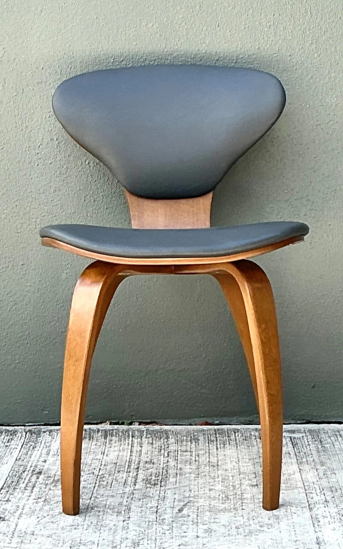 Vintage Wood and Leather Cherner Dining Chair — additional photo 3