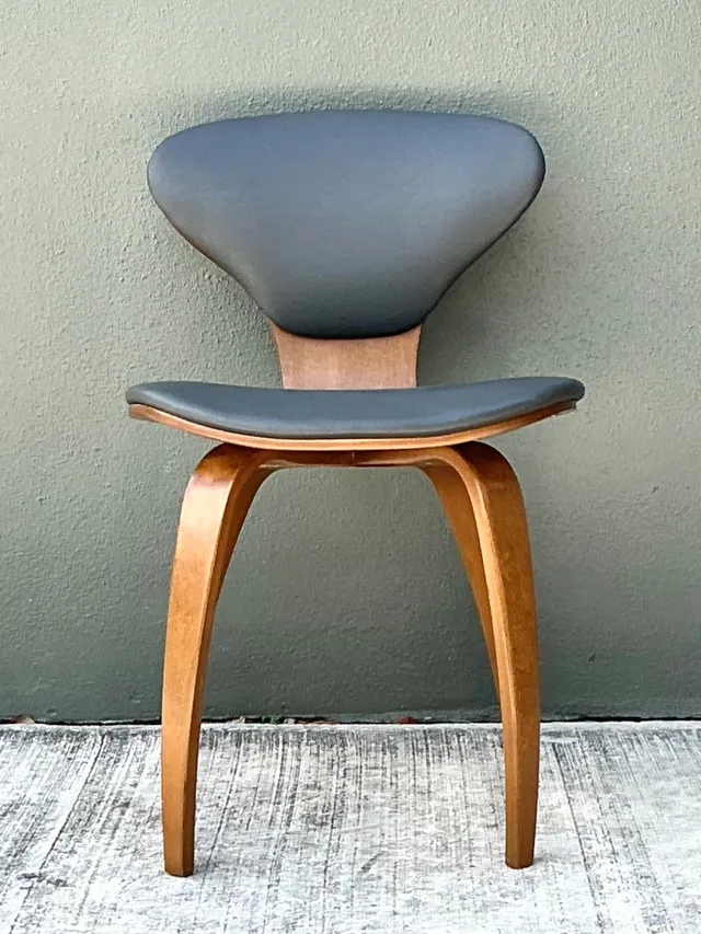 Vintage Wood and Leather Cherner Dining Chair — additional photo 3