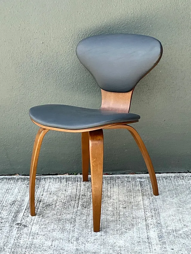 Vintage Wood and Leather Cherner Dining Chair — additional photo 8