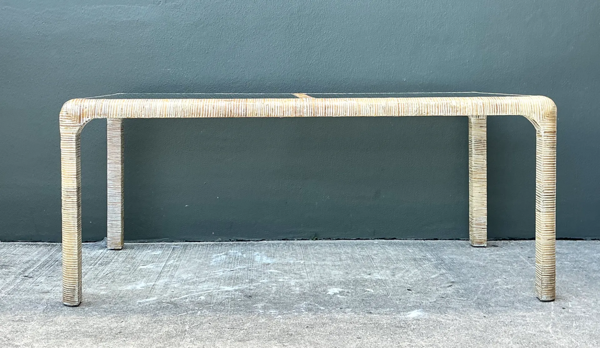 Vintage Rattan and Glass Dining Table — additional photo 4