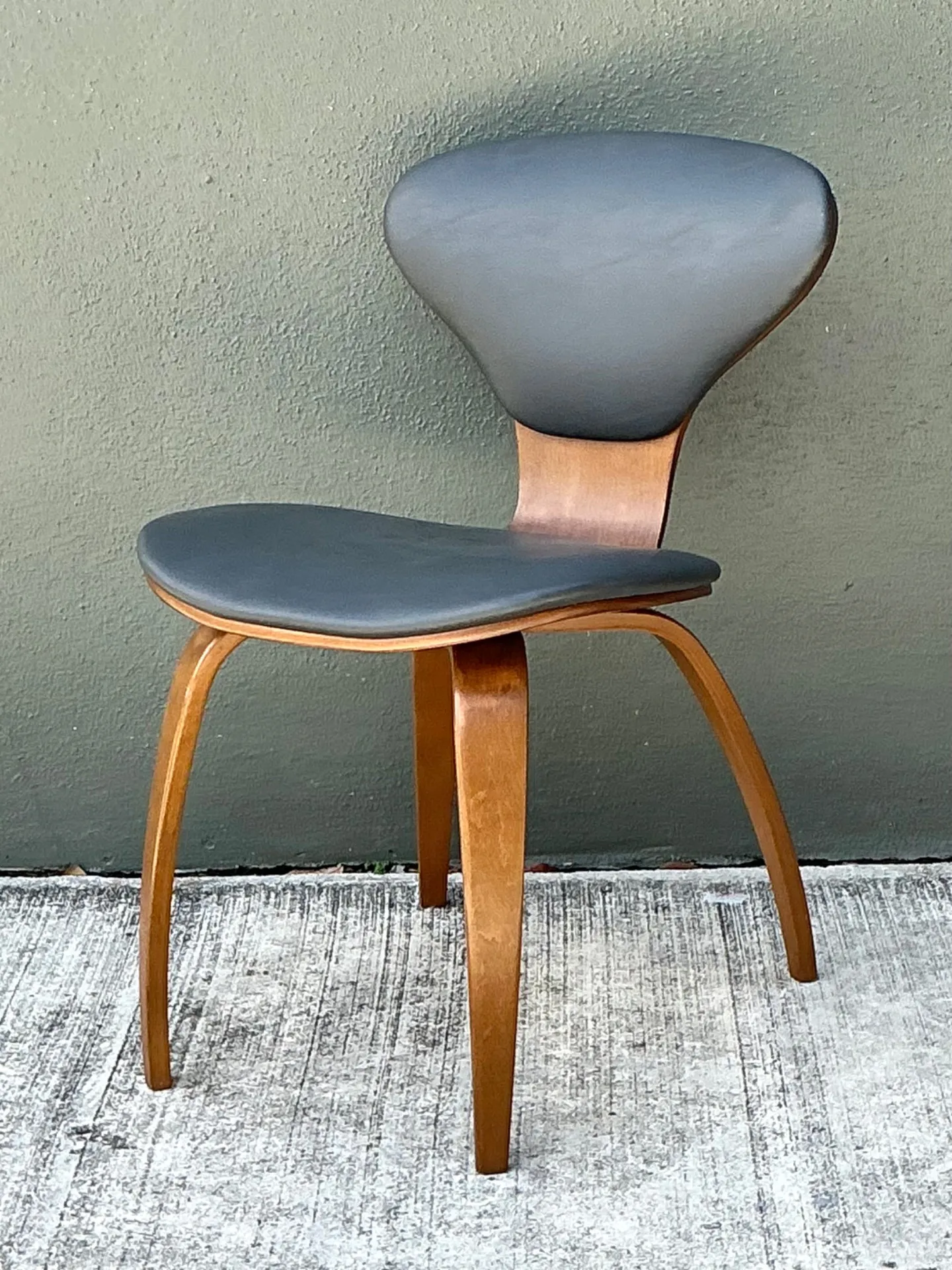 Vintage Wood and Leather Cherner Dining Chair — additional photo 4