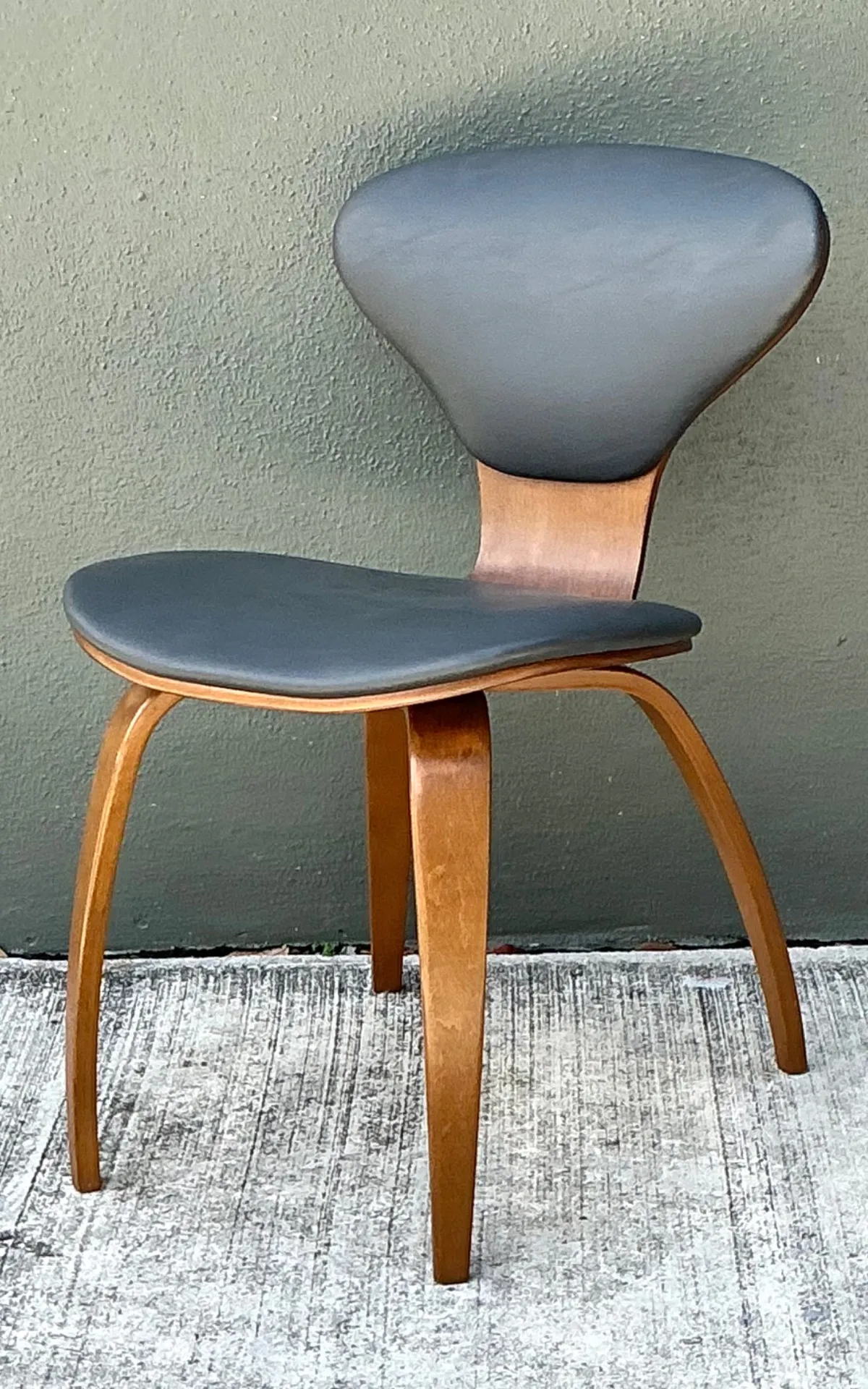 Vintage Wood and Leather Cherner Dining Chair — additional photo 4