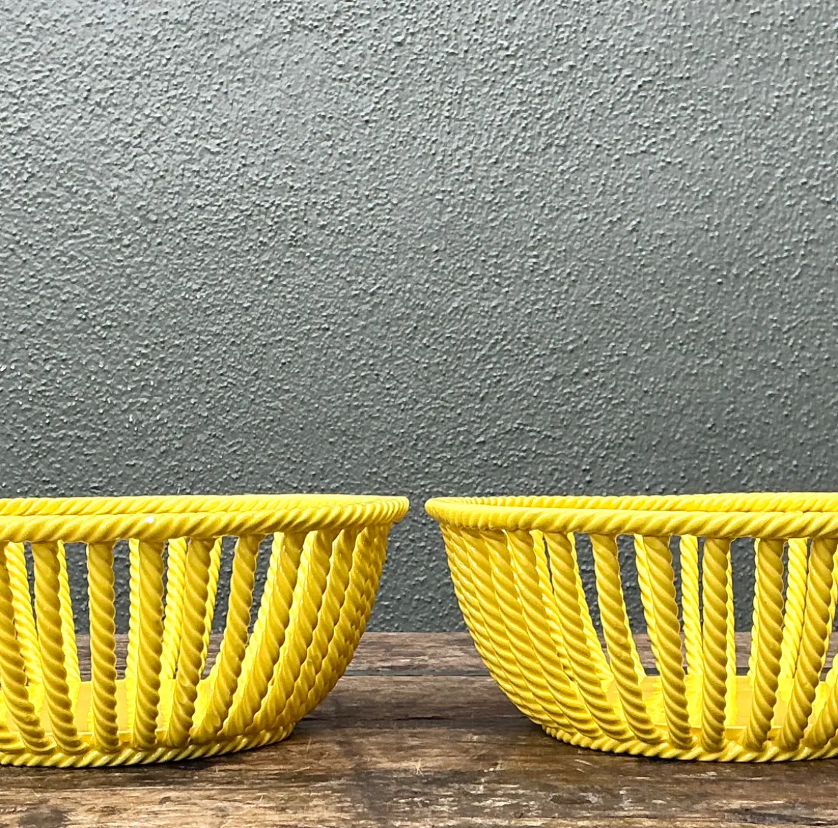 Vintage Italian Yellow Rope Ceramic Bowls - A Pair — additional photo 7